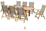 Merxx Acapulco Set 9tlg., 8 gepaddete Klappsessel, 1 Doppelausziehtisch, 180