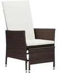 vidaXL Garten-Liegestuhl mit Auflagen Poly Rattan Braun