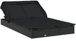 vidaXL 2-Personen-Sonnenliege mit Dach Schwarz 213x118x97 Poly Rattan