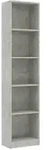 vidaXL B&uuml;cherregal 5 F&auml;cher Betongrau 40x24x175 cm Holzwerkstoff