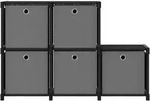 vidaXL W&uuml;rfelregal mit 5 Boxen Schwarz 103x30x72,5 cm Stoff