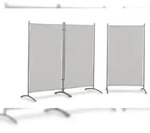 Leco Stellwand 3-teilig Lichtgrau mit Stahlrohrgestell grau