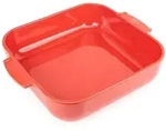 PEUGEOT Keramik Auflaufform APPOLIA 36cm Quadratisch Rot Sp&uuml;lmaschinenfest