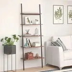 vidaXL Anlehnregal mit 5 Ablagen Dunkelbraun und Schwarz 64x34x185,5cm