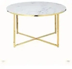 SalesFever Couchtisch 80 cm | Glasplatte foliert in Marmor-Optik | Gestell Metall | B