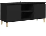 vidaXL TV-Schrank mit Massivholz-Beinen Schwarz 103,5x35x50 cm