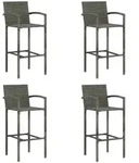 vidaXL Barhocker 4 Stk. Grau Poly Rattan