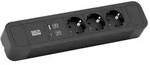 Bachmann Steckdosenleiste PRIMO 2 ALU, 3-fach, schwarz, 2,0m, 1x USB A+C Charger