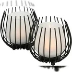 Windlicht Laval Eisen Glas Schwarz H 12cm 2 teilig