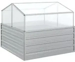 vidaXL Garten-Hochbeet mit Gew&auml;chshaus 100x100x85 cm Silber