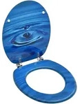 vidaXL Toilettensitz mit Deckel MDF Blau Wassertropfen-Design