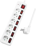 2direct LPS250, 2direct Steckdosenleiste 6-fach mit 7 Schaltern 6x CEE 7/3 wei&szlig;