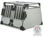 TRIXIE Transportbox, doppelt, Aluminium, M&ndash;L: 93 x 64 x 88 cm, silber / hellgrau