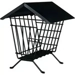 TRIXIE Heuraufe zum Aufstellen, mit Deckel, Metall, 20 x 23 x 20 cm, schwarz