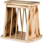 TRIXIE Heuraufe mit Deckel, Holz / geflammt, 25 x 22 x 18 cm