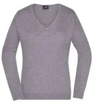 Ladies' V-Neck Pullover Klassischer Baumwoll-Pullover grau, Gr. XS