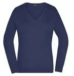 Ladies' V-Neck Pullover Klassischer Baumwoll-Pullover blau, Gr. XS