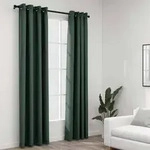 vidaXL Verdunkelungsvorh&auml;nge &Ouml;sen Leinenoptik 2 Stk. Gr&uuml;n 140x225 cm