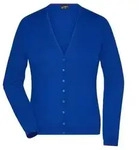 Ladies' V-Neck Cardigan Klassische Baumwoll-Strickjacke blau, Gr. XS
