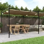 vidaXL Pergola mit Schiebedach Taupe 589x292x230 cm