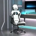 vidaXL Gaming-Stuhl mit Massage & Fu&szlig;st&uuml;tze Wei&szlig; & Schwarz Kunstleder