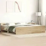 vidaXL Bettgestell mit Kopf- und Fu&szlig;teil Sonoma-Eiche 180x200 cm