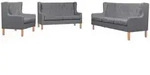 vidaXL 3-tlg. Sofa-Set Stoff Grau