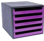 Schubladenbox 5 Sch&uuml;be anthrazit/berry-violett