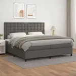 vidaXL Boxspringbett mit Matratze Grau 200x200 cm Kunstleder