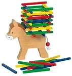 Stapelspiel Packesel 12 x 10,5 cm, Holz, 60 bunte St&auml;bchen, per St&uuml;ck