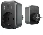 Wandladeger&auml;t 30W (2xUSB/USB C/AC) / Adapter EU - EU 13A Ugreen CD314 - Schwarz