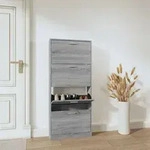 vidaXL Schuhschrank Grau Sonoma 59x17x150 cm Holzwerkstoff