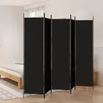 vidaXL 5-tlg. Paravent Schwarz 250x200 cm Stoff