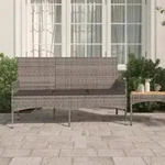 vidaXL Gartenbank 3-Sitzer mit Kissen Grau Poly Rattan