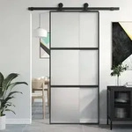 vidaXL Schiebet&uuml;r Schwarz 90x205 cm Hartglas und Aluminium