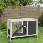 vidaXL Kaninchenstall Grau 103x44x69,5 cm Massivholz Kiefer