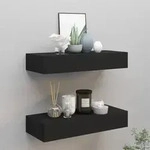 vidaXL Wandregale mit Schubladen 2 Stk. Schwarz 60x23,5x10 cm MDF