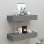 vidaXL Wandregale mit Schubladen 2 Stk. Grau 60x23,5x10 cm MDF