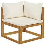 vidaXL Modular-Ecksofa mit Cremewei&szlig;en Kissen Akazie Massivholz