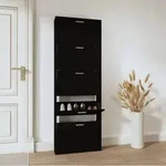 vidaXL Schuhschrank Schwarz 59x17x169 cm Holzwerkstoff