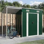 vidaXL Gartenhaus mit Schleppdach Gr&uuml;n 277x107x181 cm Stahl