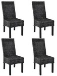 vidaXL Esszimmerst&uuml;hle 4 Stk. Schwarz Kubu Rattan und Mangoholz
