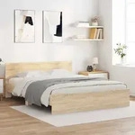 vidaXL Bettgestell mit Kopfteil Sonoma-Eiche 140x190 cm