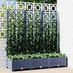 vidaXL Pflanzk&uuml;bel mit Spalier Blaugrau 120x40x121,5 cm PP