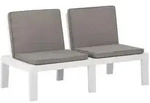 vidaXL Garten-Lounge-Bank mit Auflagen Kunststoff Wei&szlig;