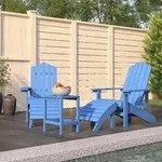 vidaXL Adirondack-Gartenst&uuml;hle mit Hocker & Tisch HDPE Aquamarin