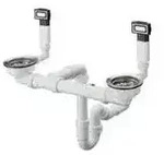 hansgrohe HG Manuelle Ab-/&Uuml;berlaufgarnitur D15-10, f&uuml;r Doppelbecken