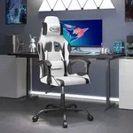 vidaXL Gaming-Stuhl Drehbar Wei&szlig; und Schwarz Kunstleder