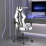 vidaXL Gaming-Stuhl Drehbar Wei&szlig; und Schwarz Kunstleder