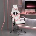 vidaXL Gaming-Stuhl mit Fu&szlig;st&uuml;tze Drehbar Wei&szlig; & Rosa Kunstleder